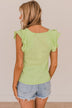 Say It Louder V-Neck Top- Lime Green