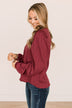 Under The Mistletoe Knit Top- Burgundy