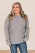 Big Dreams Puff Sleeve Knit Top- Grey
