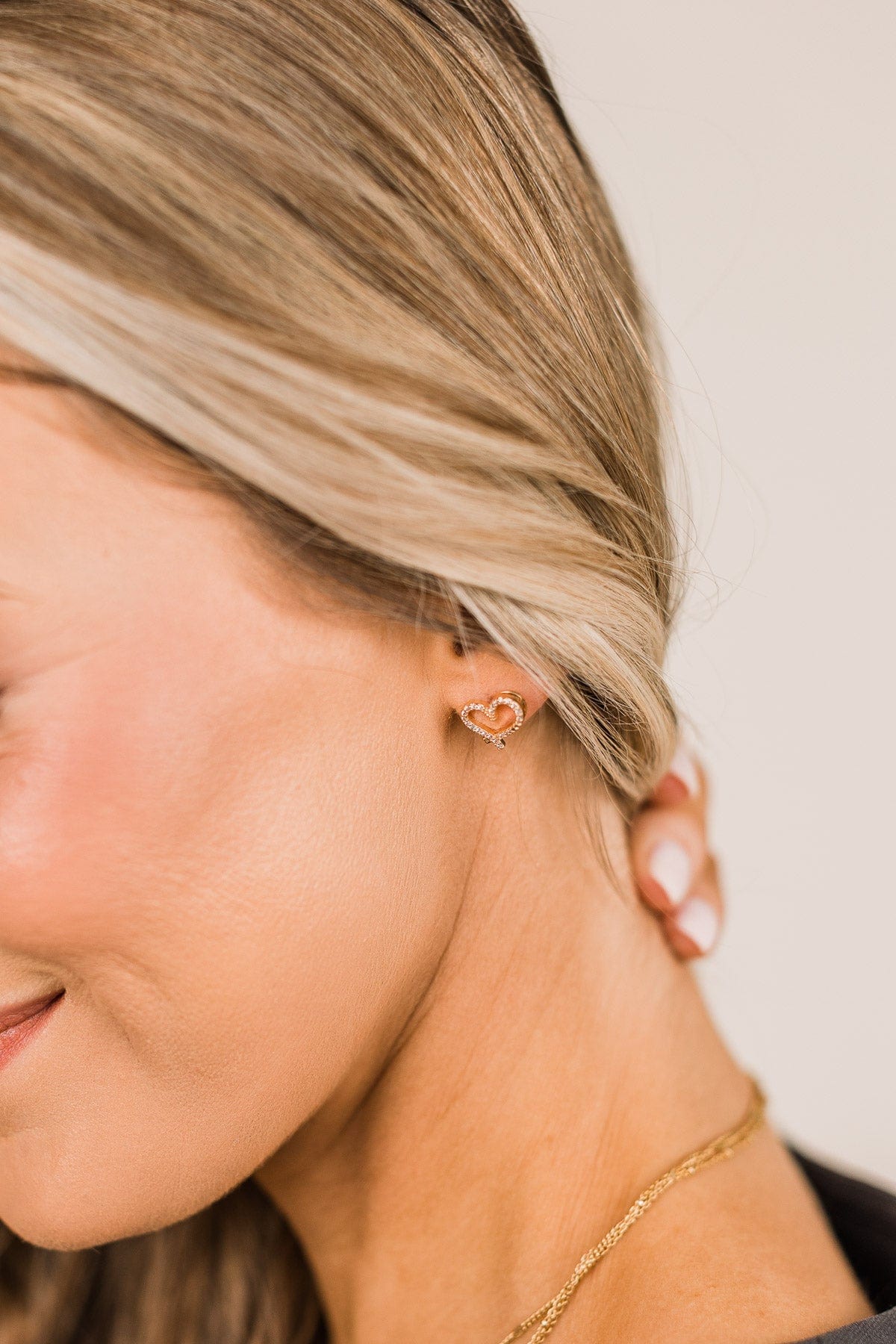 Say You're Mine Heart Stud Earrings- Gold