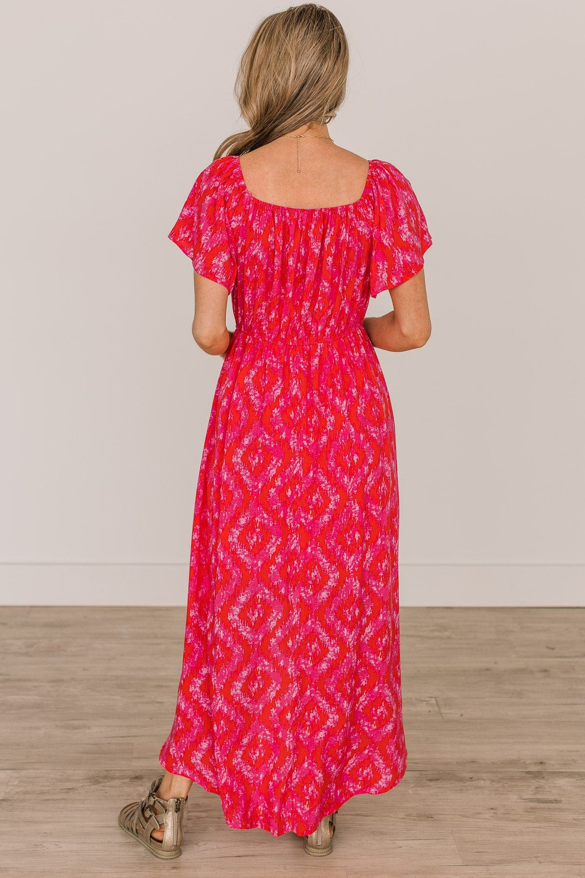 Day In The Sun Hi-Low Maxi Dress- Hot Pink & Red