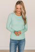 Lost In Your Love Knit Sweater- Aqua Blue