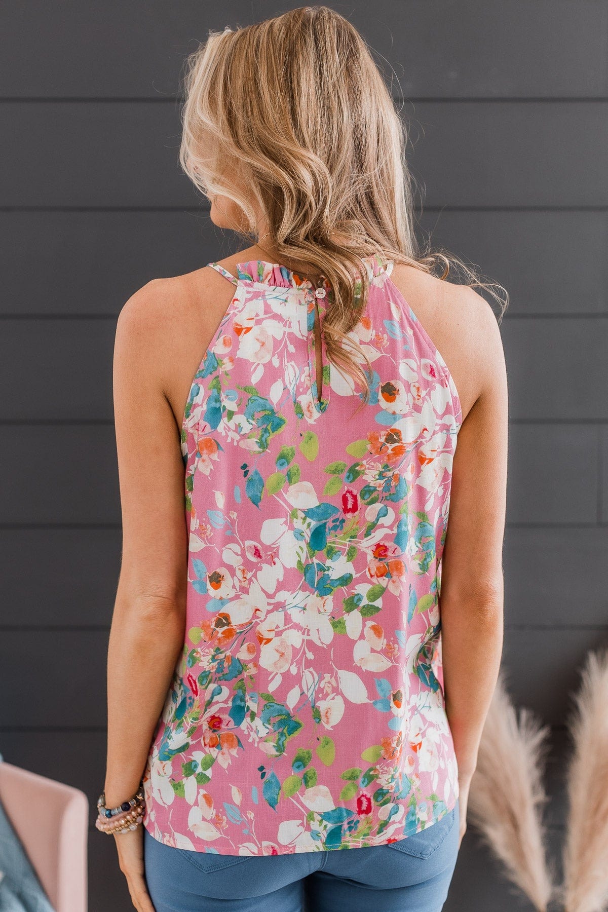 Watch Me Bloom Floral Tank Top- Pink
