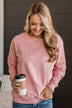 Pulse Embroidered Crew Neck Pullover- Light Pink