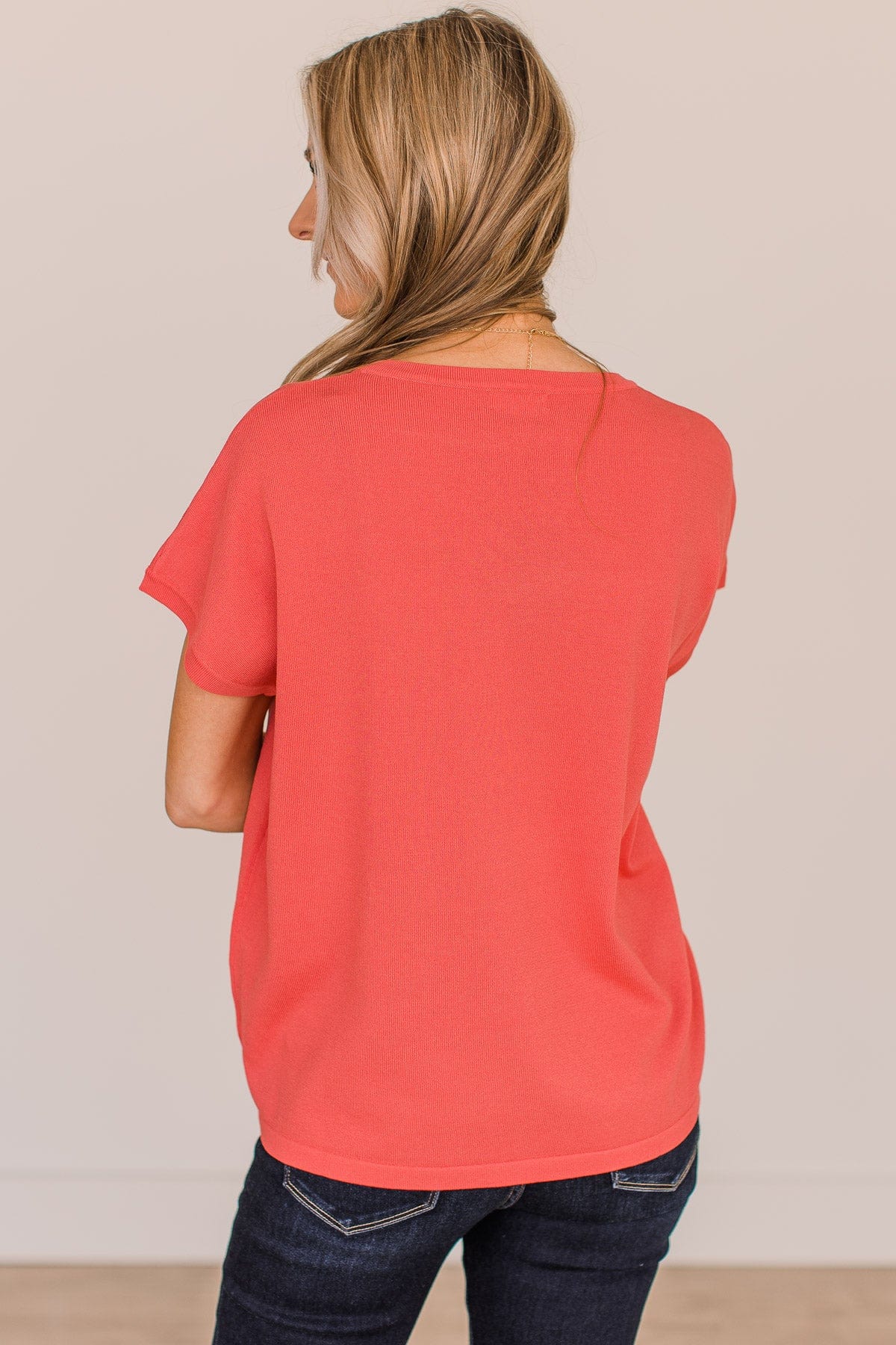 On Your Mind Knit Top- Coral