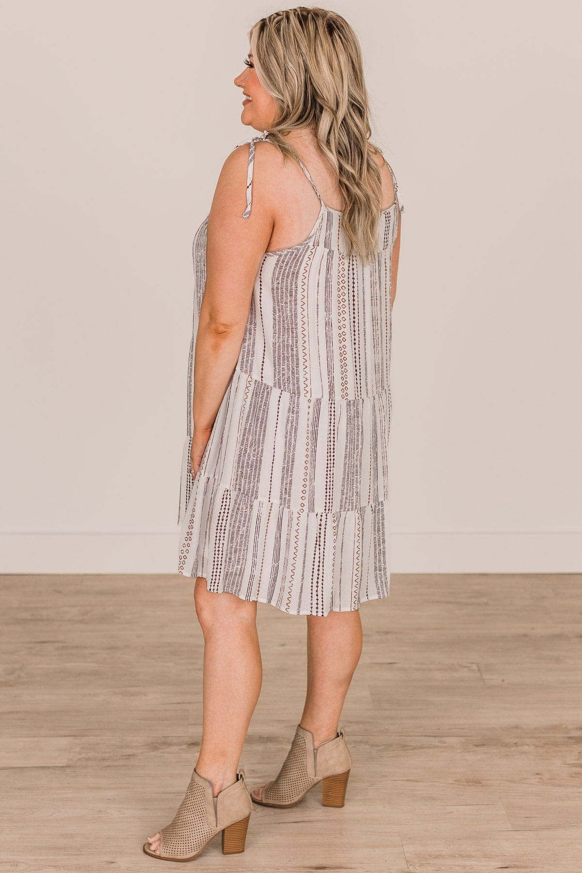 Seeking Happiness Tie Sleeve Dress- Ivory