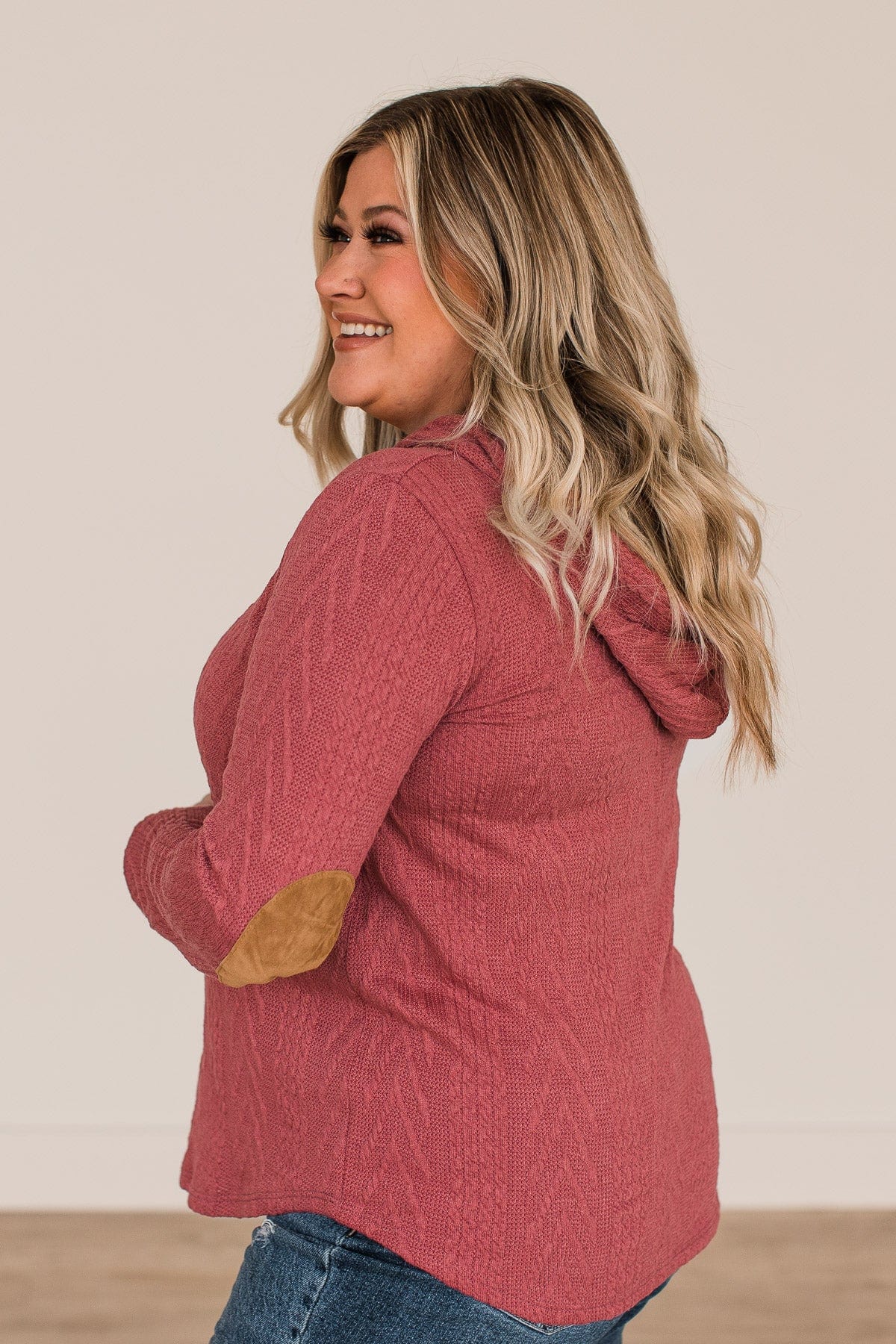 Can't Resist Hooded Knit Top- Berry