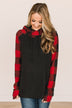 Fireside Feelings Hooded Top- Black & Red