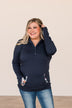 Easy To Love Quarter Zip Hoodie- Navy