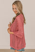 Follow You Everywhere Knit Kimono- Dark Coral