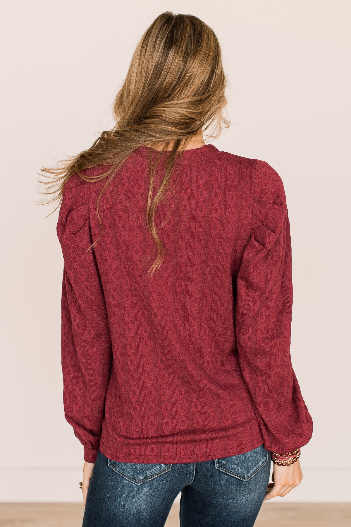 Under The Mistletoe Knit Top- Burgundy