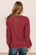 Under The Mistletoe Knit Top- Burgundy