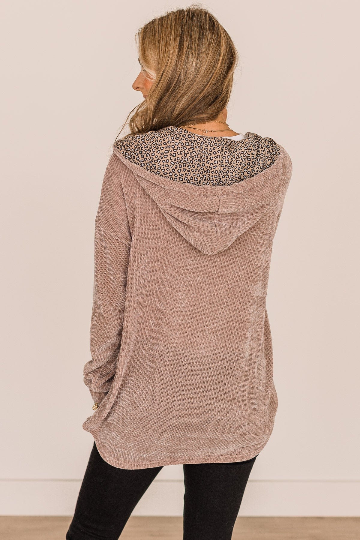 To Be Honest Button Down Knit Hoodie- Light Mocha