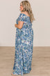 Show Your Radiance Smocked Maxi Dress- Ivory & Blue