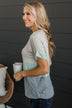 Up To Standards Color Block Top- Light Grey & Denim Blue