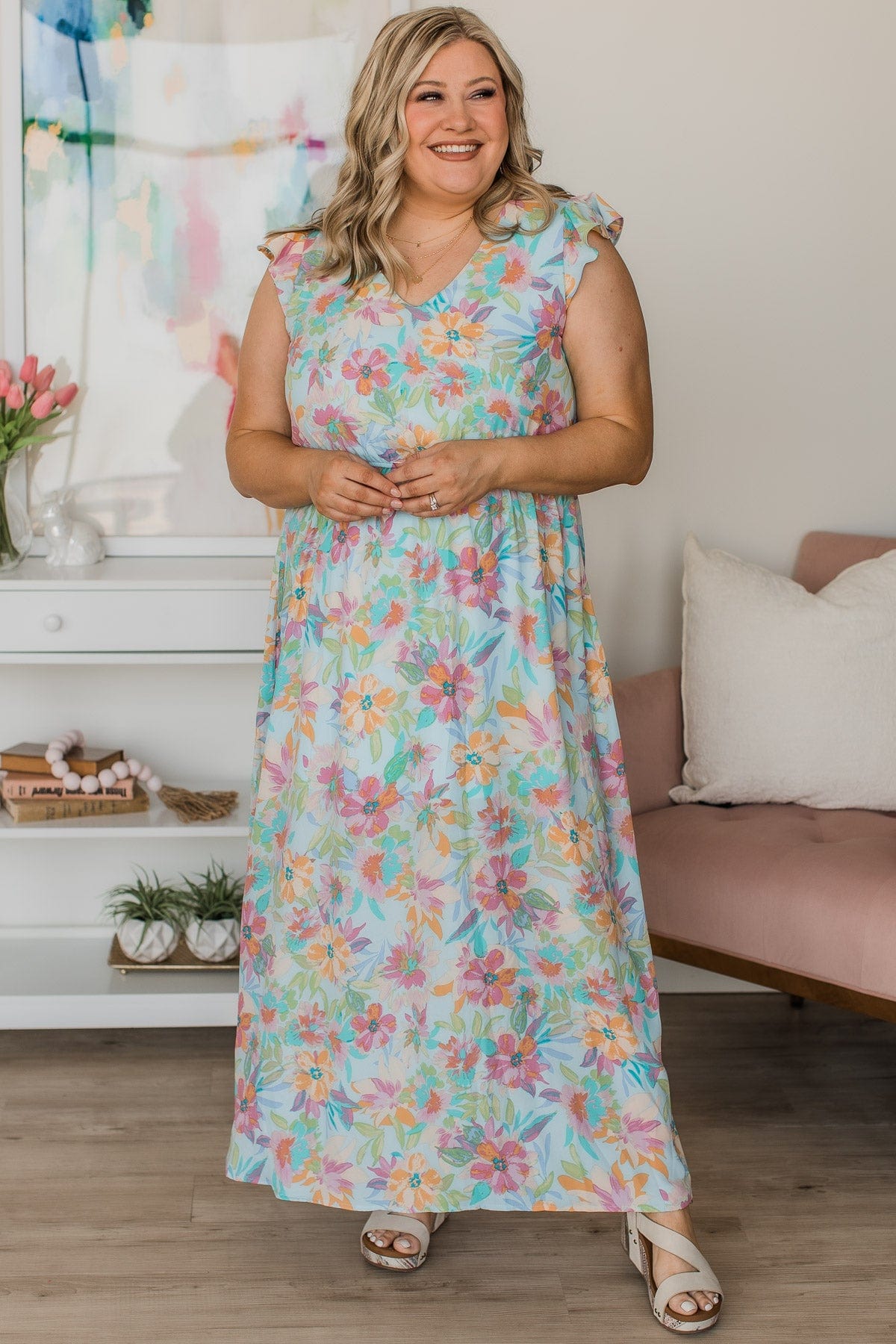 All That Matters Floral Maxi Dress- Light Blue All That Matters Floral Maxi Dress- Light Blue