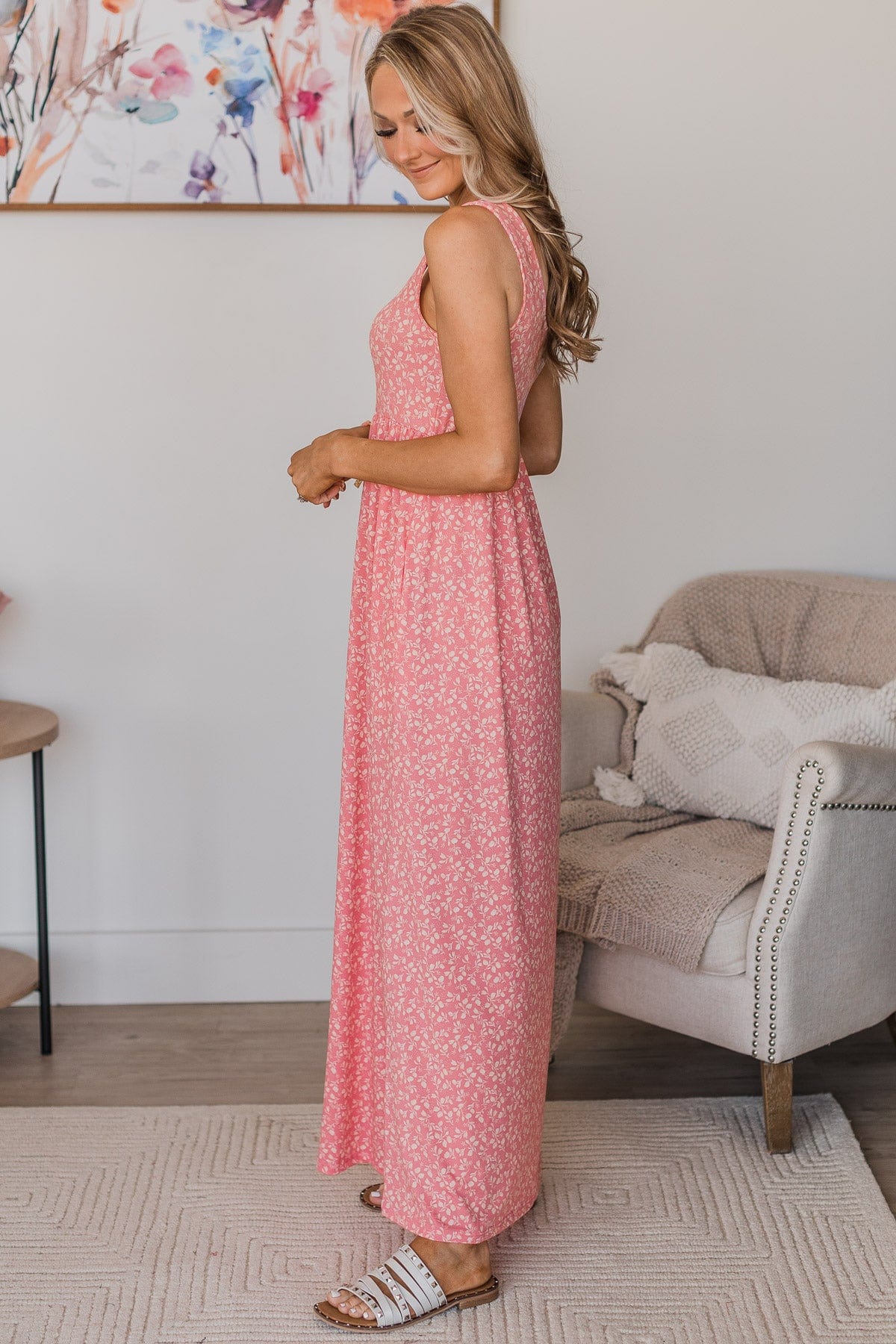 Beaming With Joy Floral Maxi Dress- Pink