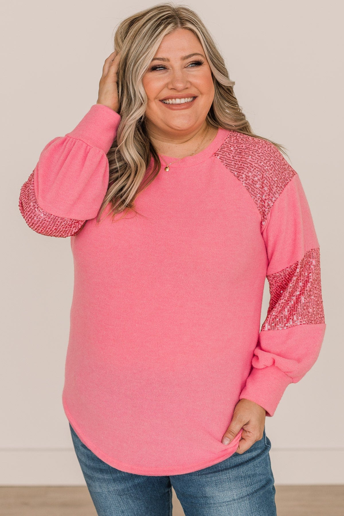 Special Moments Sequin Top Pink