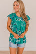 Just By Chance Floral Blouse- Teal