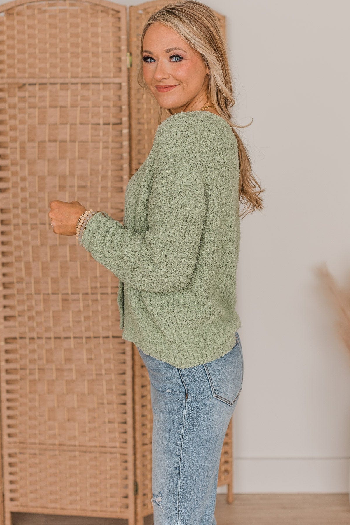 On A Cloud Knit Button Cardigan- Sage