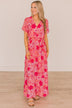 Keep You Around Floral Maxi Dress- Pink