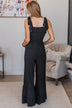 Good For Me Smocked Jumpsuit- Black