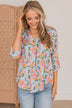 Calling My Name Floral Blouse- Light Blue & Pink