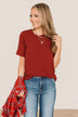 In My Moment Short Sleeve Top- Holiday Red