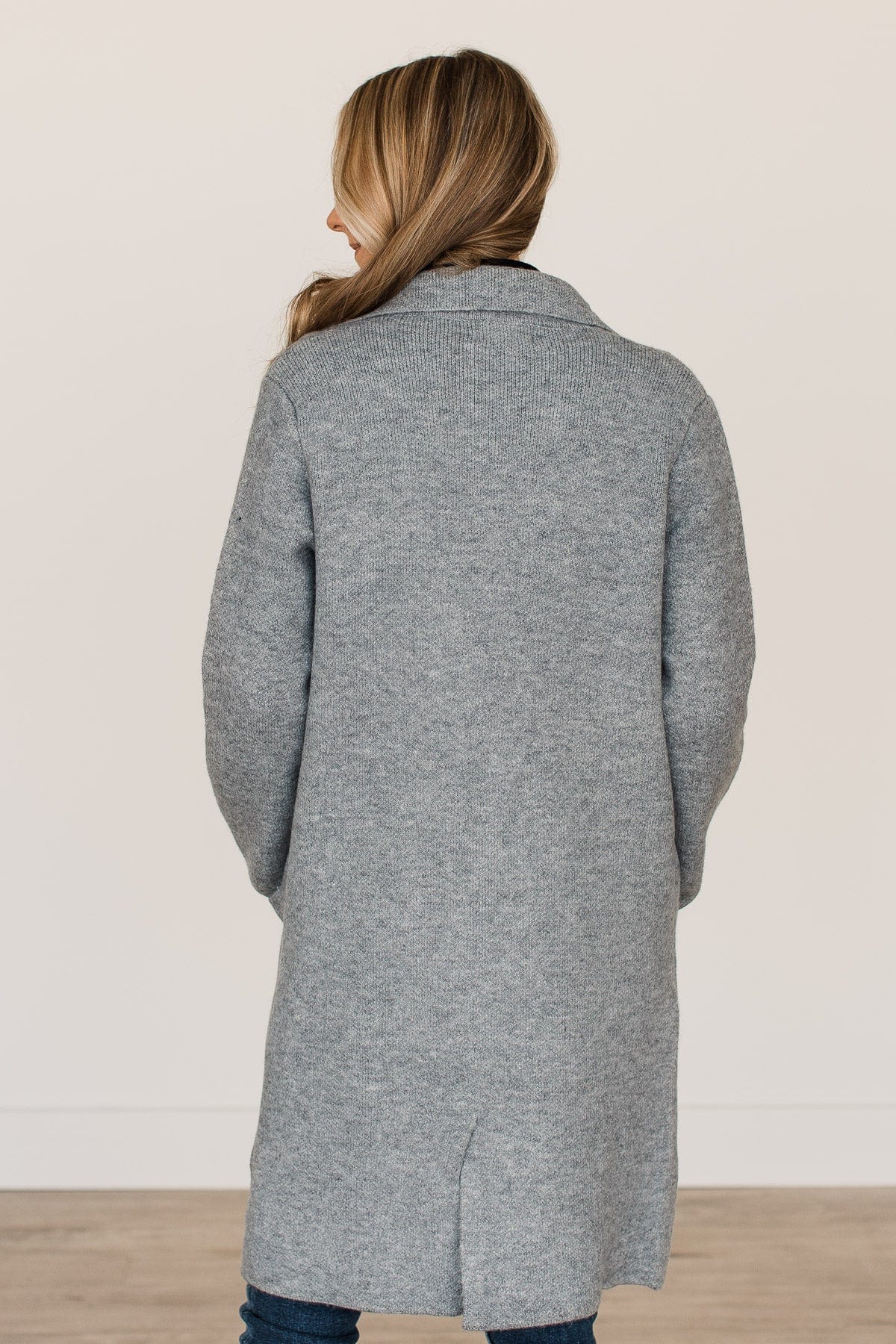 Can't Stop Staring Knit Trench Coat- Heather Grey