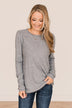 Big Dreams Puff Sleeve Knit Top- Grey