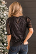 Shining In Sequins Puff Sleeve Blouse- Black