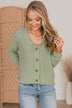 On A Cloud Knit Button Cardigan- Sage