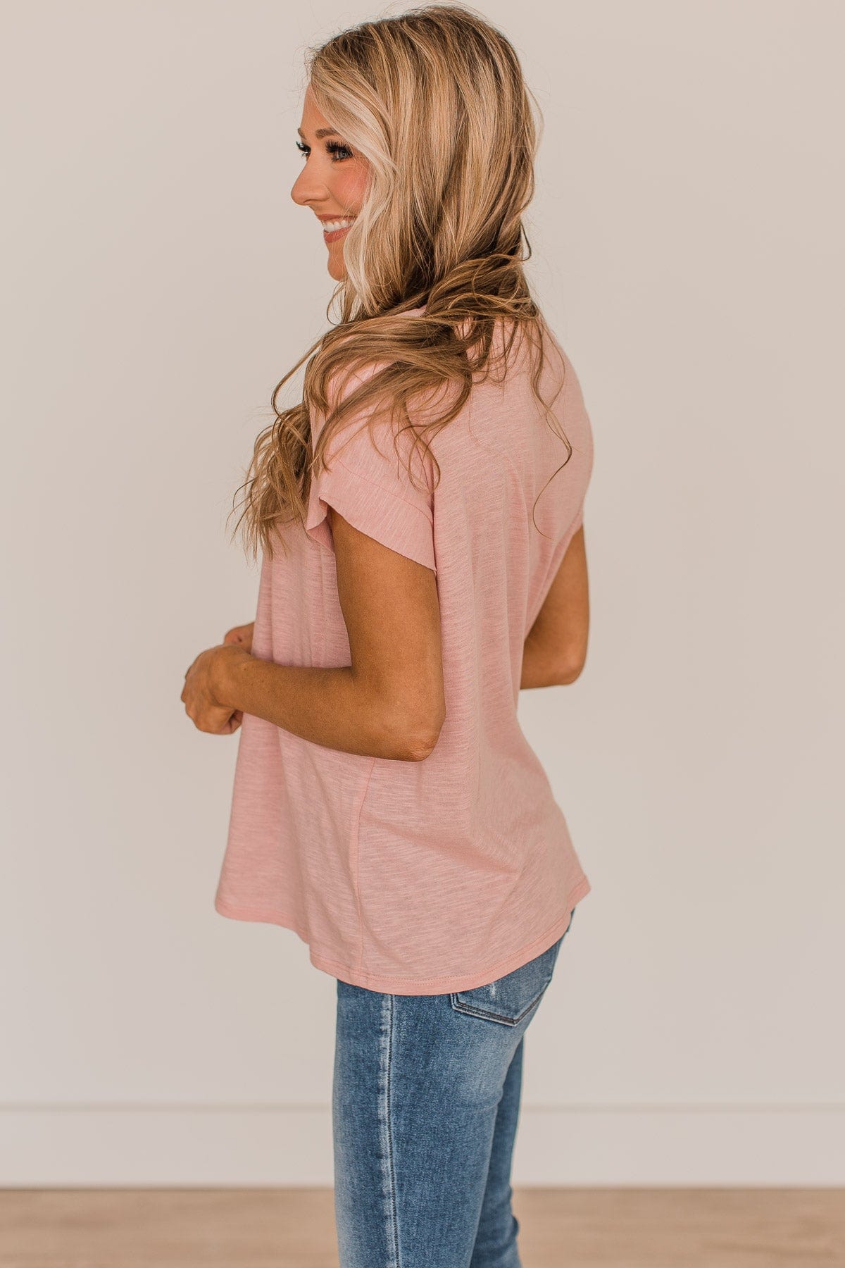 Find Your Shine Short Sleeve Top- Light Pink