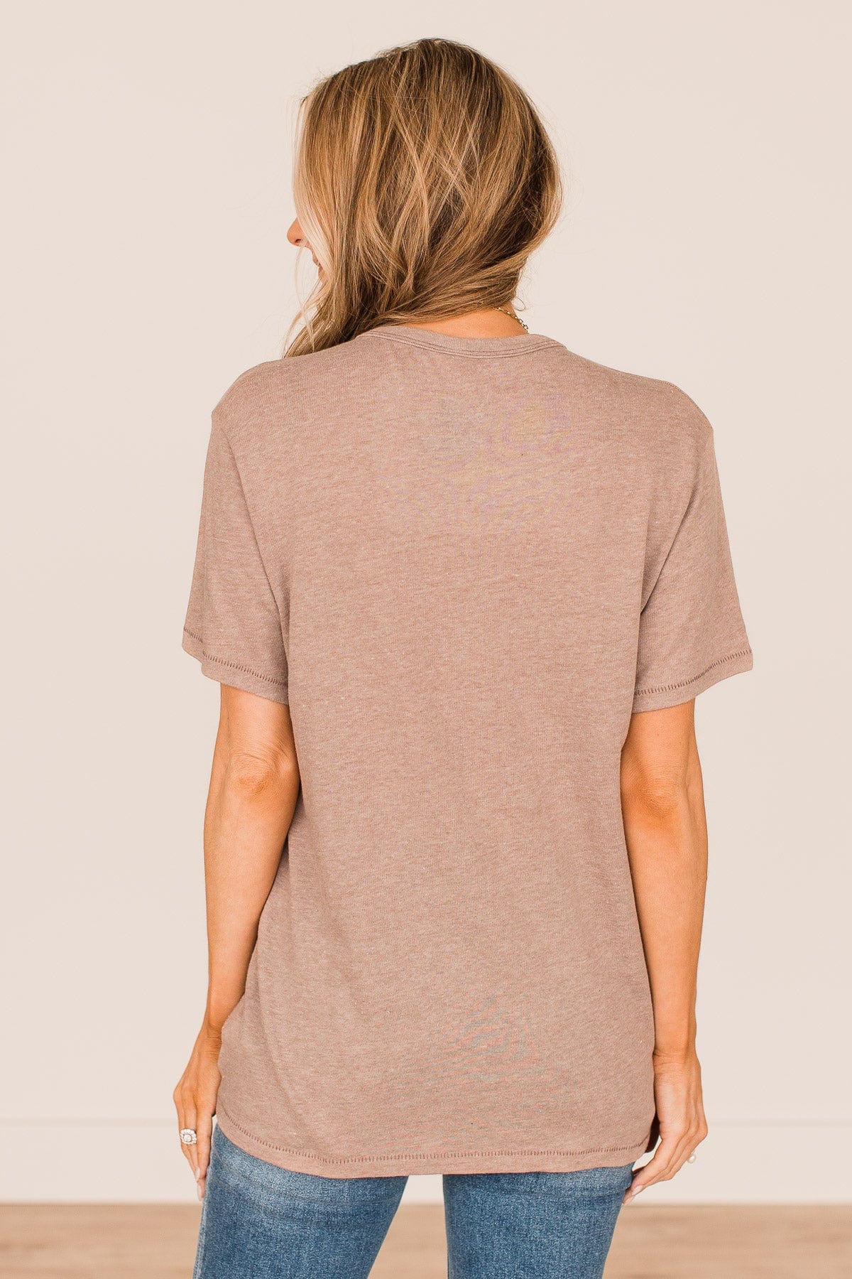 "Flannels & Fireside" Graphic Tee- Light Mocha