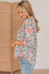 Calling My Name Floral Blouse- Light Blue & Pink