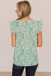 Feel Your Love Floral Blouse- Green & Ivory