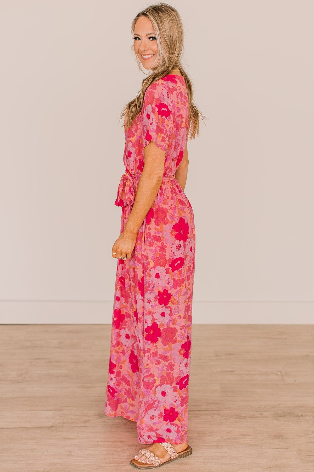 Keep You Around Floral Maxi Dress- Pink