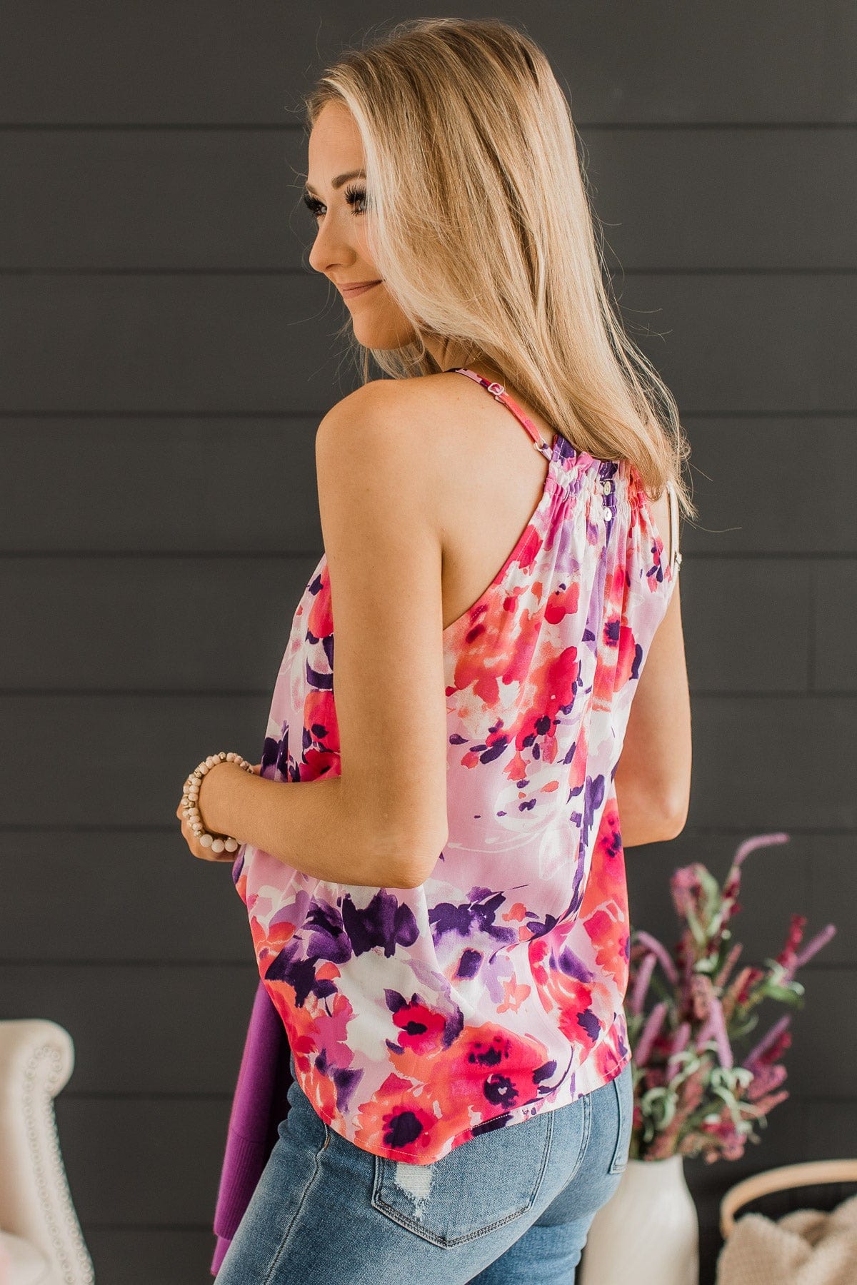 Feeling A Connection Floral Tank Top- Pink & Purple – The Pulse Boutique