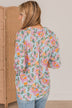 Calling My Name Floral Blouse- Light Blue & Pink