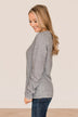 Big Dreams Puff Sleeve Knit Top- Grey