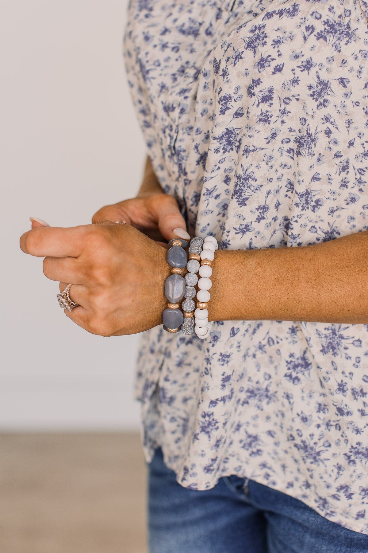 Talk The Talk Stackable Bracelet Set- Grey
