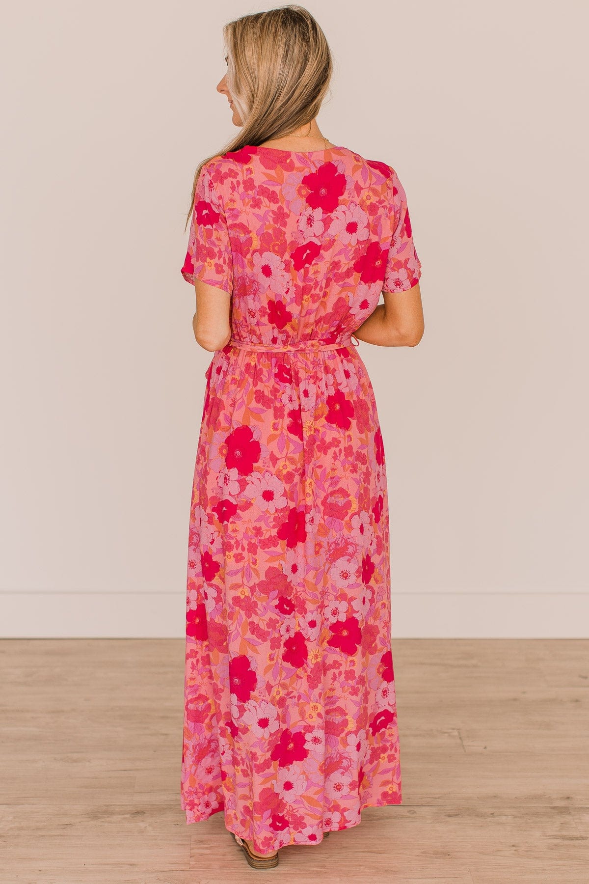 Keep You Around Floral Maxi Dress- Pink