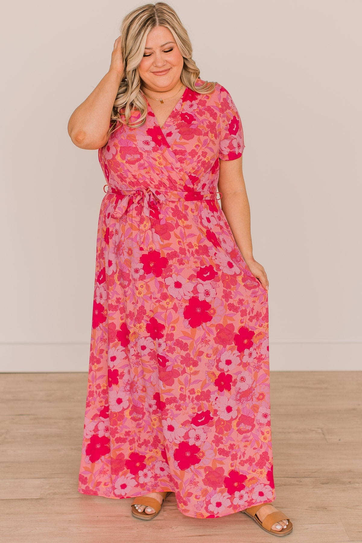 Keep You Around Floral Maxi Dress- Pink