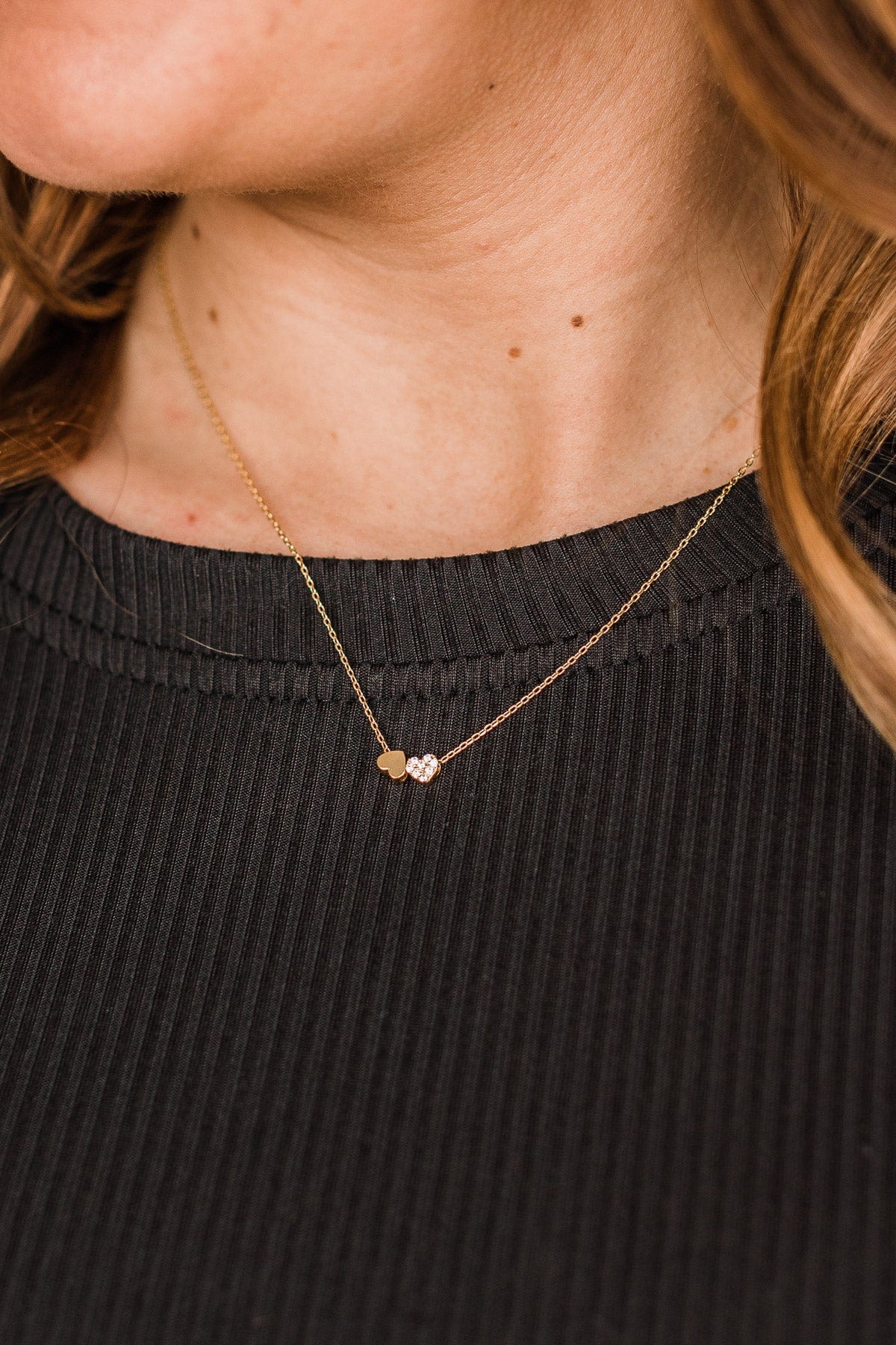 Sprinkle Of Love Heart Necklace- Gold