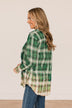 On The Lookout Bleached Plaid Top- Green