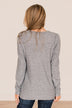 Big Dreams Puff Sleeve Knit Top- Grey