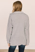 One Step Ahead Knit Button Top- Light Grey