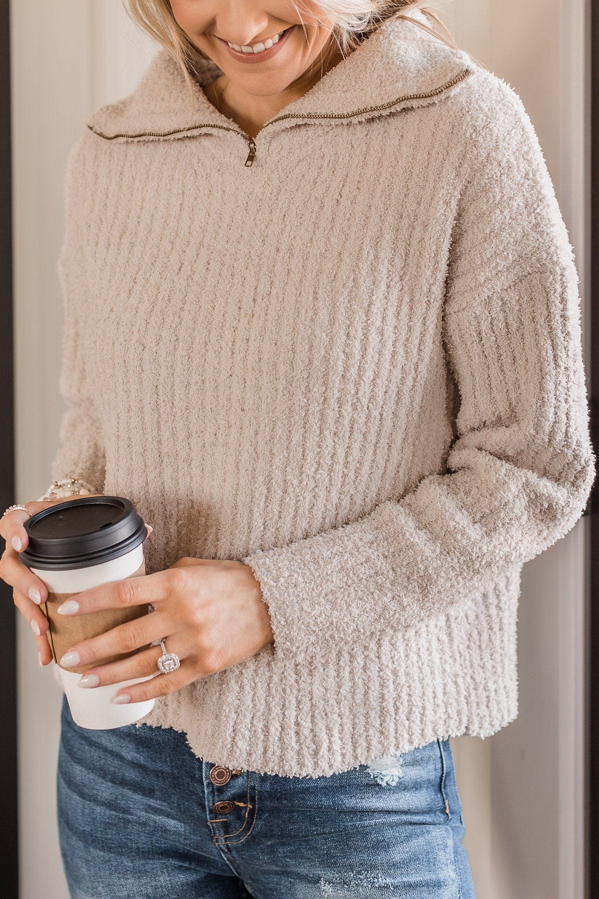 Haven't You Heard Knit Pullover Top- Light Taupe