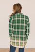 On The Lookout Bleached Plaid Top- Green
