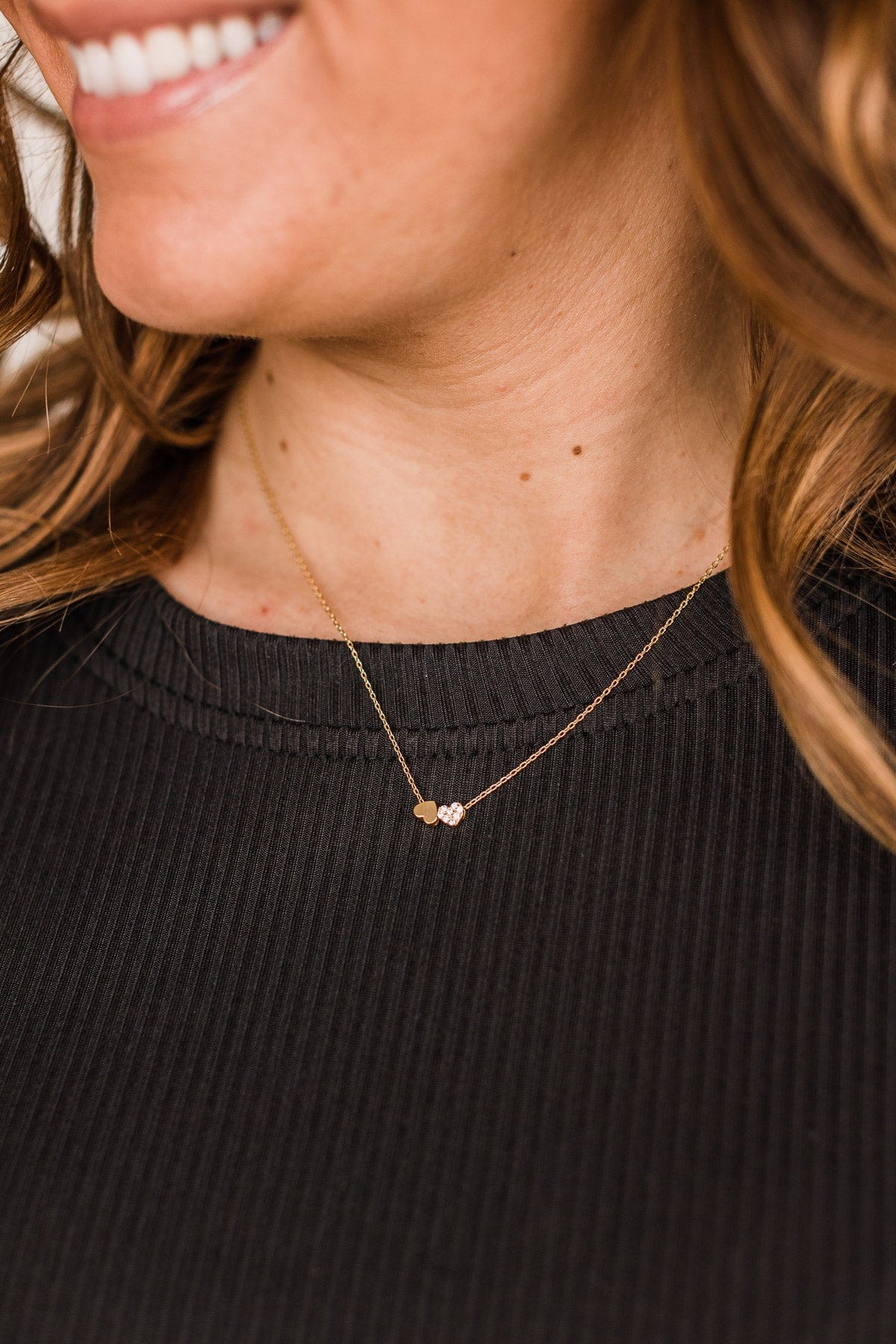 Sprinkle Of Love Heart Necklace- Gold